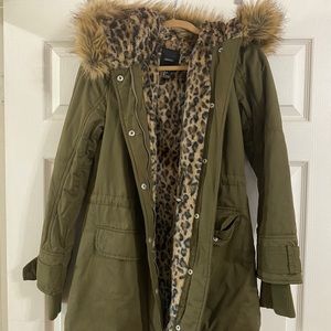 Green parka jacket